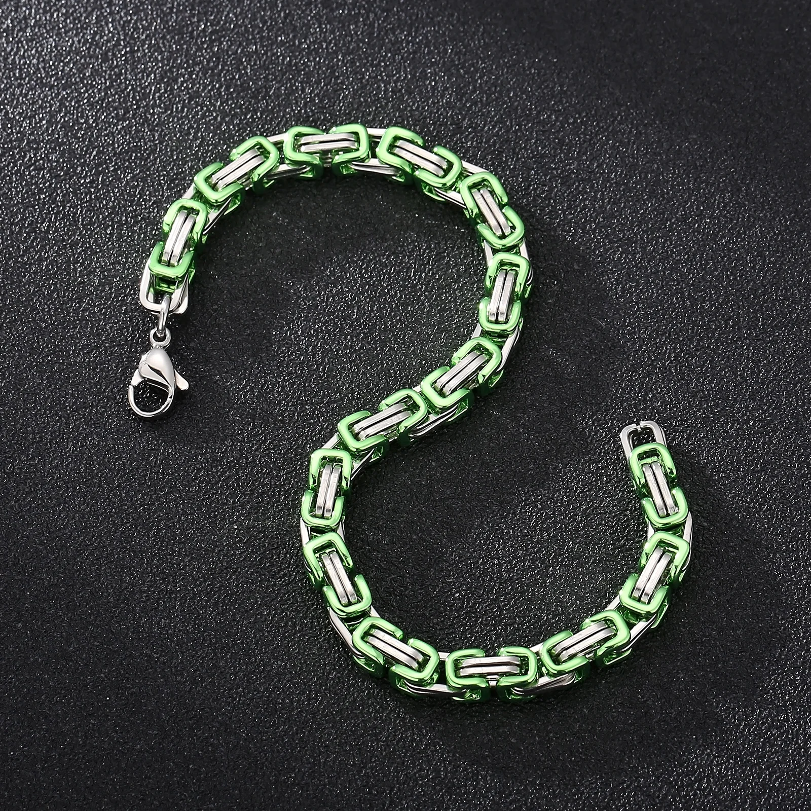 Rainbow Colored Byzantine Stainless Steel Bracelets Mens Mens Womens Chain Bracelets Hip Hop Rock Jewelry Chain Bracelets