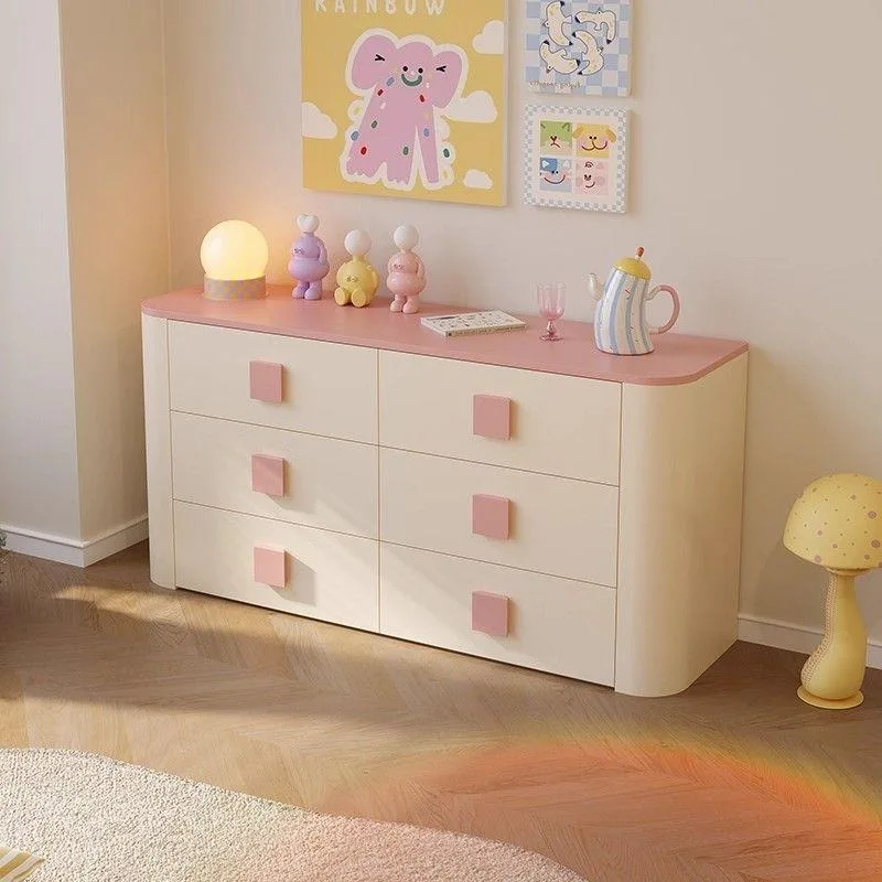 Children's room children's fun chest study dopamine cute square handle drawer cabinet macaron storage cabinet side cabinet