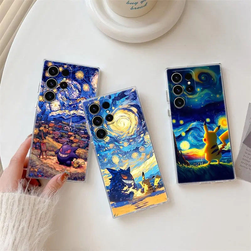 

Pikachu Gengar Pokemons Anime S25Ultra Case For Samsung Galaxy S25 S24 S23 Ultra S20 S21 FE S22 Plus A56 A55 A36 A26 Phone Cover