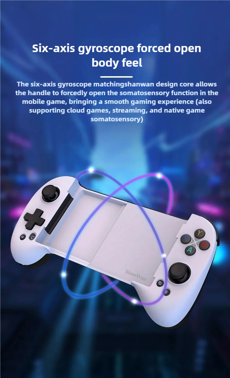 لوحة ألعاب جديدة قابلة للتمدد من Shanwan لوحدة تحكم ألعاب بلوتوث Steam/PC/Android/IOS مع عصا تحكم القاعة/4 مفاتيح خلفية/3 أوضاع للسرعة