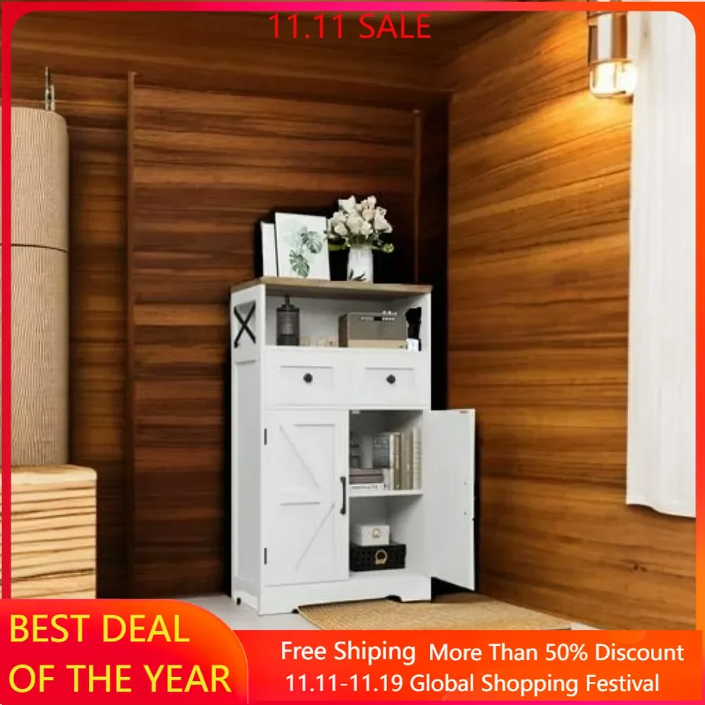 

Bathroom Cabinet with Doors and Drawers, Freestanding Kitchen Pantry Cabinet, Floor Storage Cabinet Hutch Cupboard