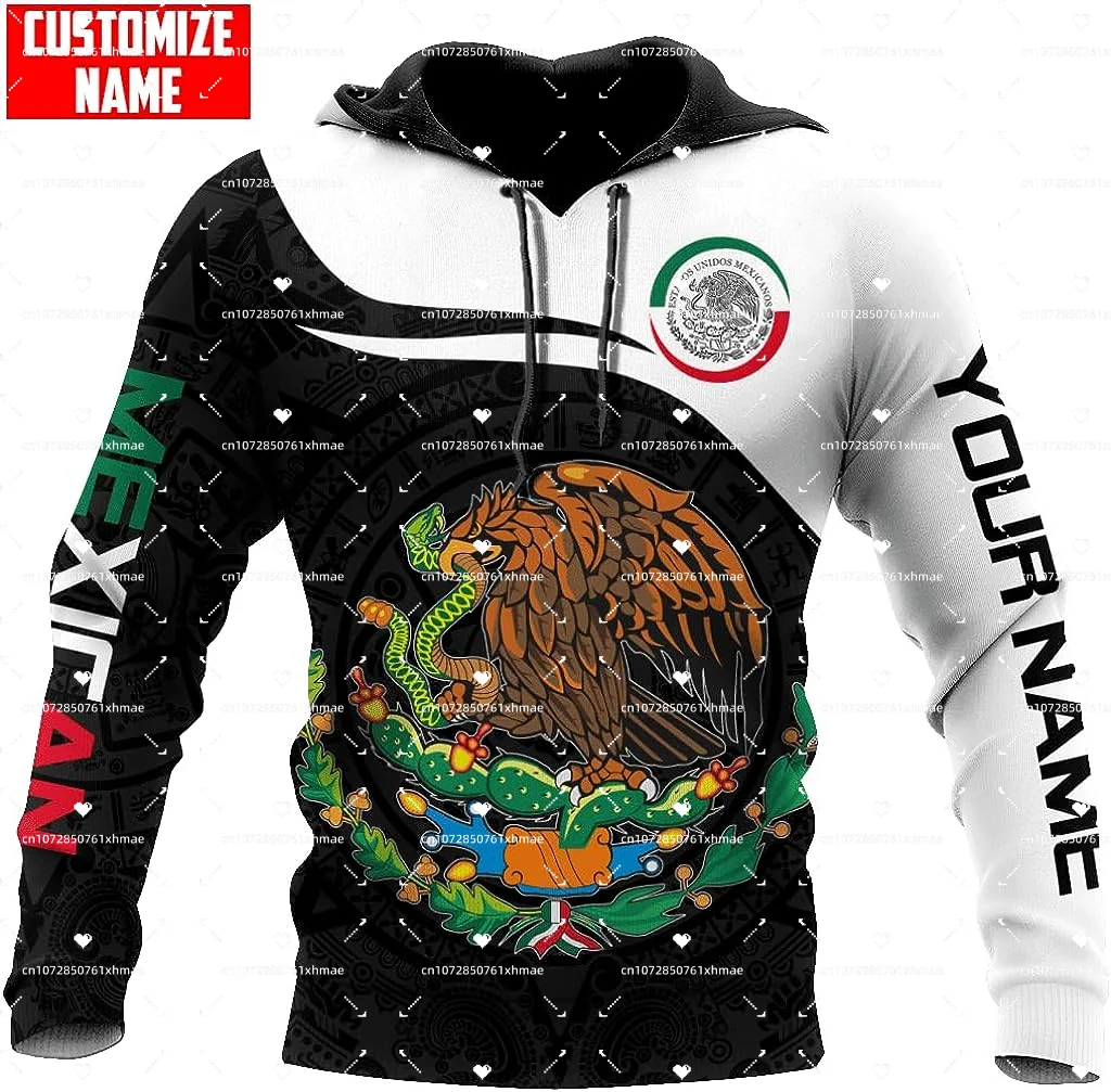 Free Custom Name MEXICO Flag Badge 3D Print Hoodie Men's Womens Casual Oversized Sweatshirt Fashion Harajuku Street Zip Hoodie