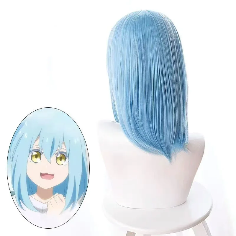 1, hellblaues Anime-Cosplay mit langem, glattem Haar über meine Reinkarnation als Slime, Limdew-Cosplay-Perücke