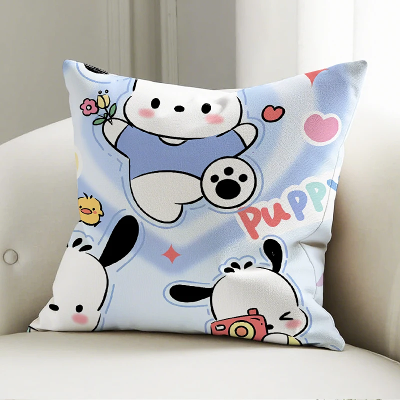 

Sanrio Pochacco Pillow Case Light Blue Cute Cartoon Cushion Cover Soft Plush Sofa Bed Decor Gift