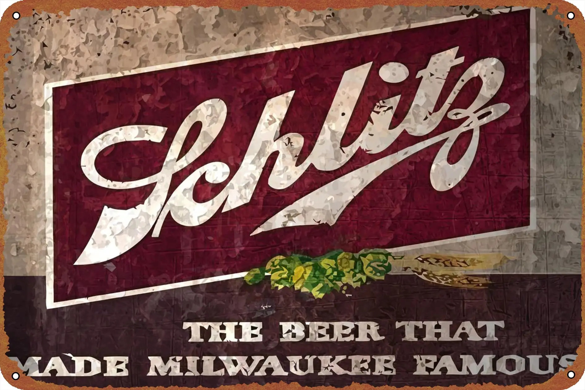 Beer Schlitz poster Poster Vintage Tin Sign for Bar Office Home Wall Decor Gift Retro Metal Sign 12 X 8 inch