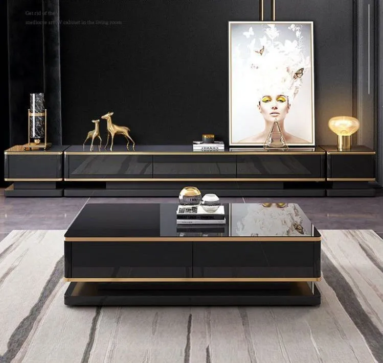 For 75 inch living room furniture tv stand and coffee table set luxury modern tv cabinet luxury tv stand living room furniture