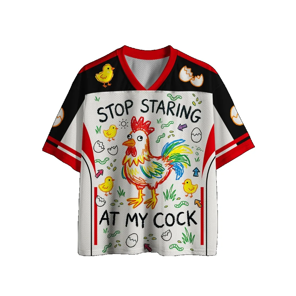 Gothic Football Jersey Vintage Print V‑Neck Short Sleeve Cropped Jersey Y2K Alt Punk Streetwear Harajuku Oversized Sport Tee view 4