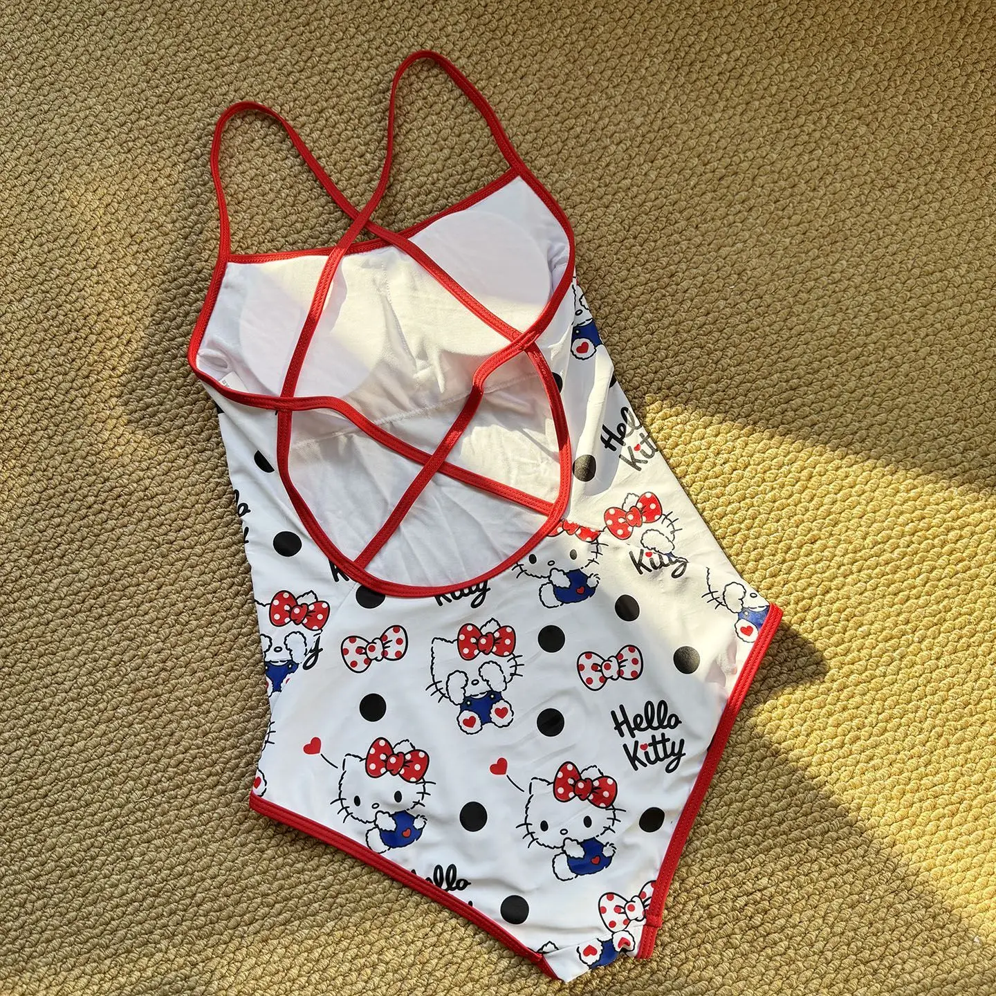 Anime Cute Kawaii Sanrio Hello Kitty One Piece Racing Swimsuit Backless Sports Training Swimwear Double Layer No Water Retention view 6