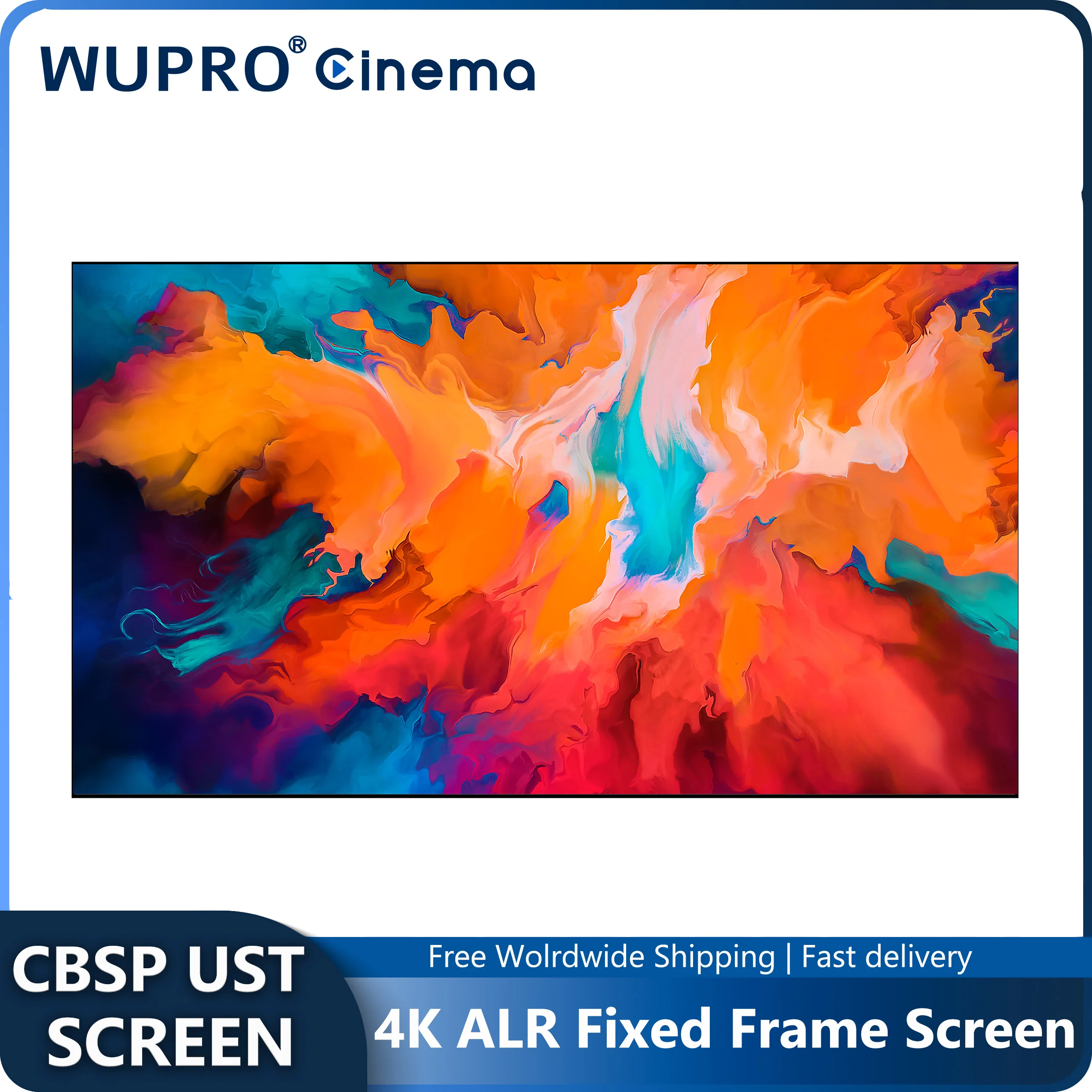 

Wupro Fixed Frame Screen Anti-Light CBSP High Quality 4K UHD ALR Ultra Thin 92-120Inch Projection Screen For UST Laser Projector