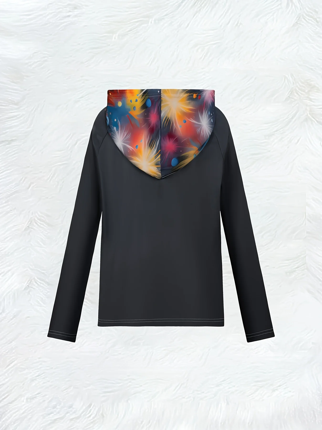 Casual Hooded Jacket for Spring Autumn with Explosive Colorful Fireworks Print Long Sleeve Lightweight Outerwear Unisex