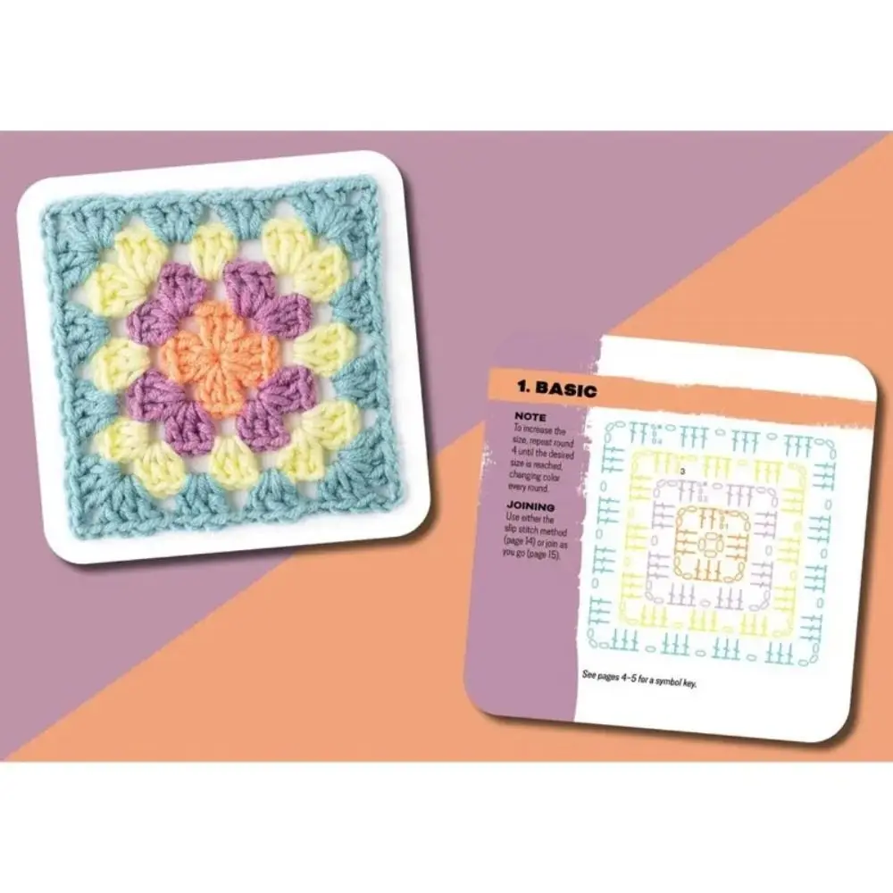 Embroidery Thread Knitted Pattern Cards Set Wrapping DIY Granny Square Card Deck Braided Rope Mix Match Designs Knitting Kit