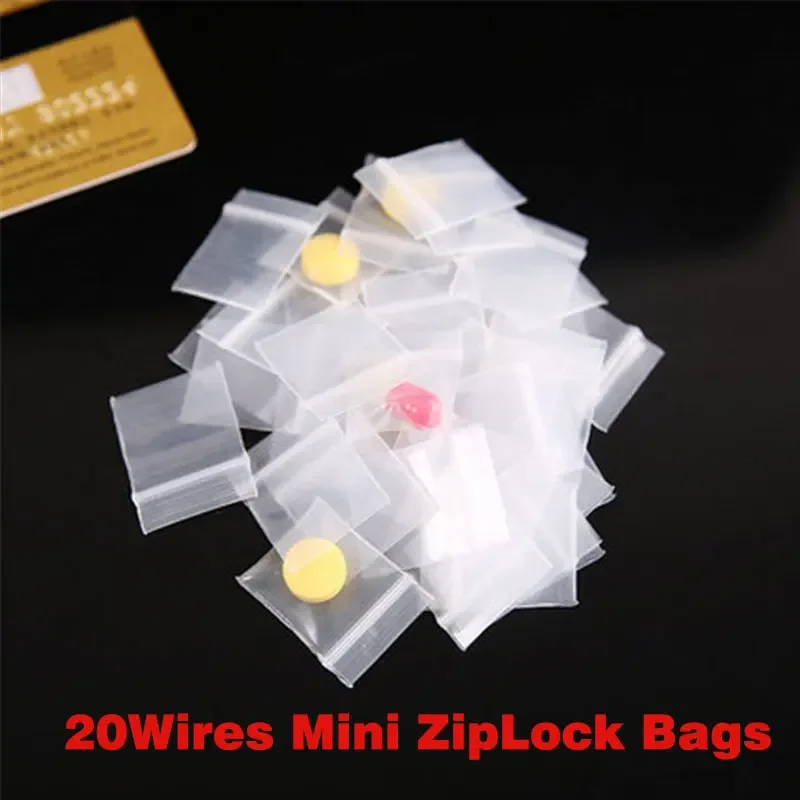 100Pcs Mini Zipper Lock Bags 20 Wires Thicken Plastic Small Packaging High Quality Pill Bags for Secure Storage