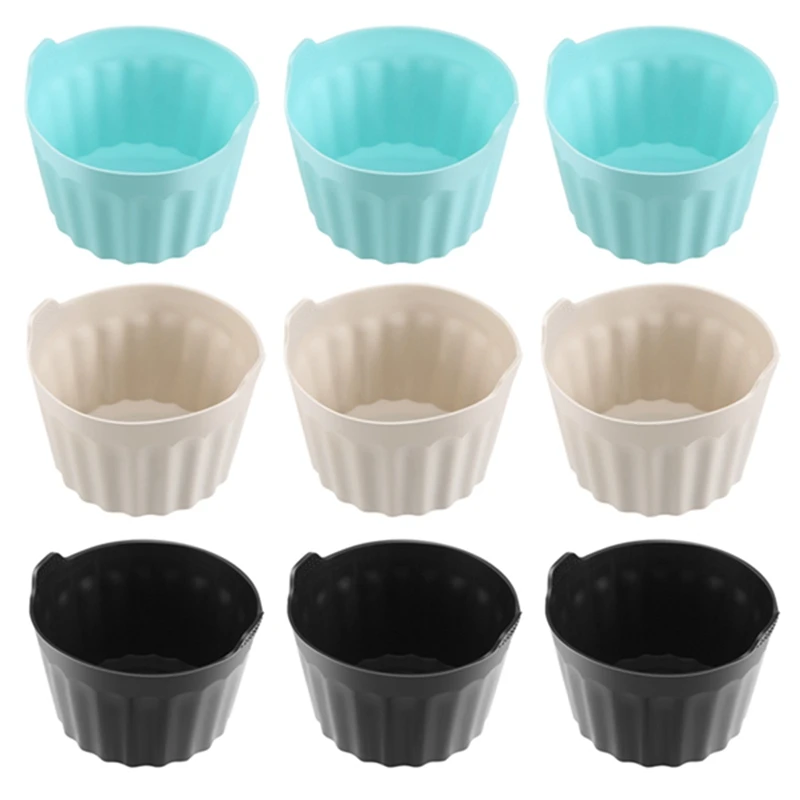 BAAG-9PCS Air Fryer ไข่ Ramekins Nonstick ซิลิโคนไข่กัดแม่พิมพ์มัฟฟิน Liner ถ้วยไข่สําหรับไมโครเวฟ