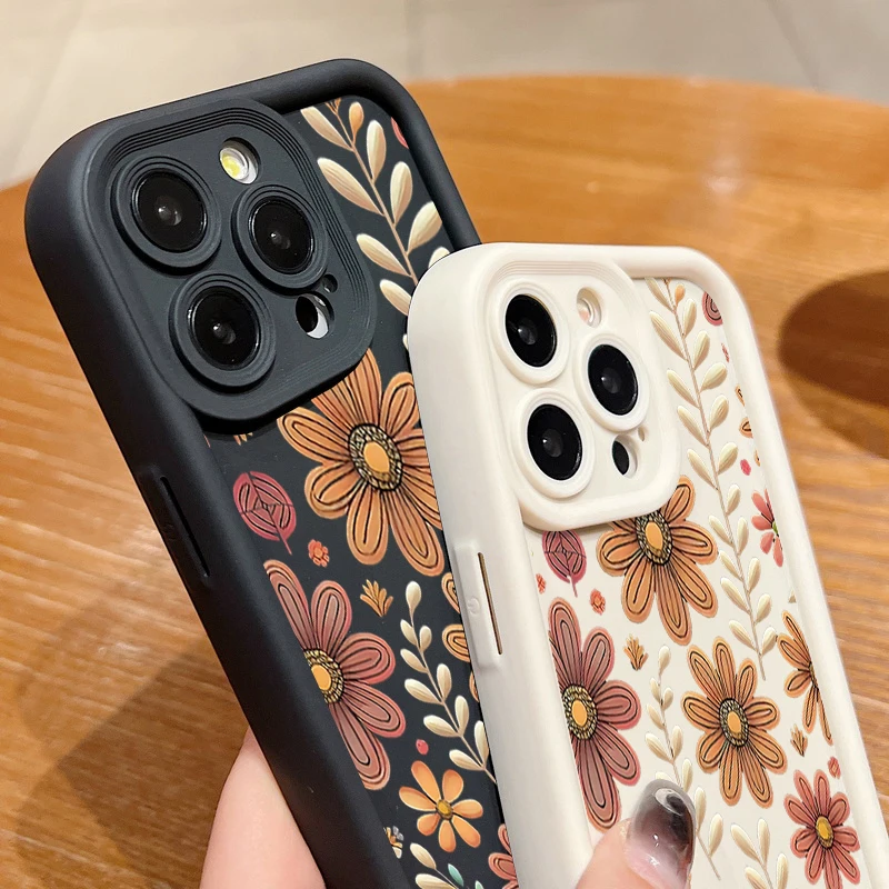Cartoon Flowers TPU Case For iPhone 17 16e 15 16 Pro Max 14 16 Plus For iPhone Air 13 12 Pro Max 11 Soft Silicone Phone Cover