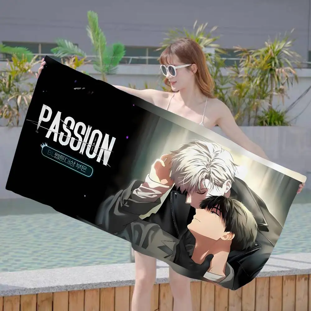 P-Passion-BL Manhwa Microfiber Printed Beach Towel Mountain Climbing Yoga Beach Swimming Running Absorbent Soft Towel