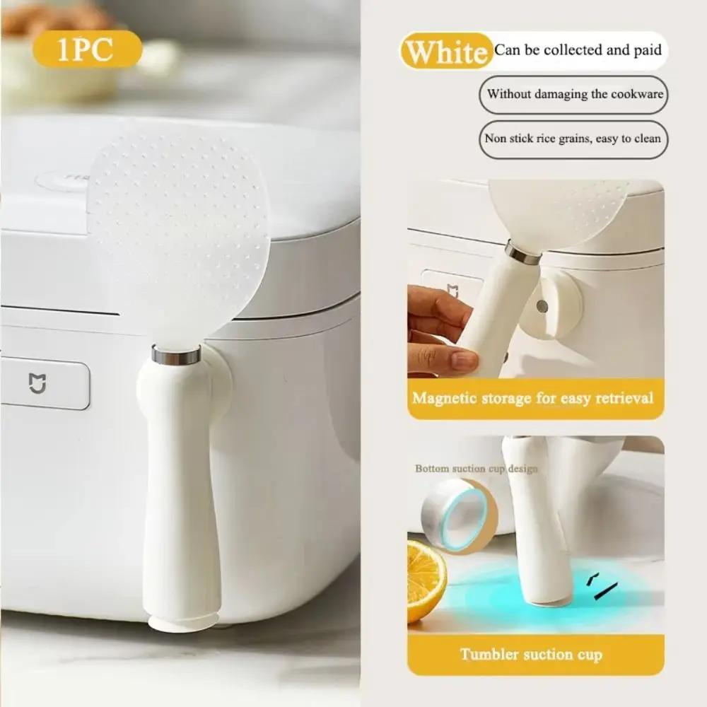 Heat-Resistant Magnetic Rice Scoop Anti-Tip Thickened Non-Stick Rice Scoop Easy to Clean Kitchen Use Rice Paddle