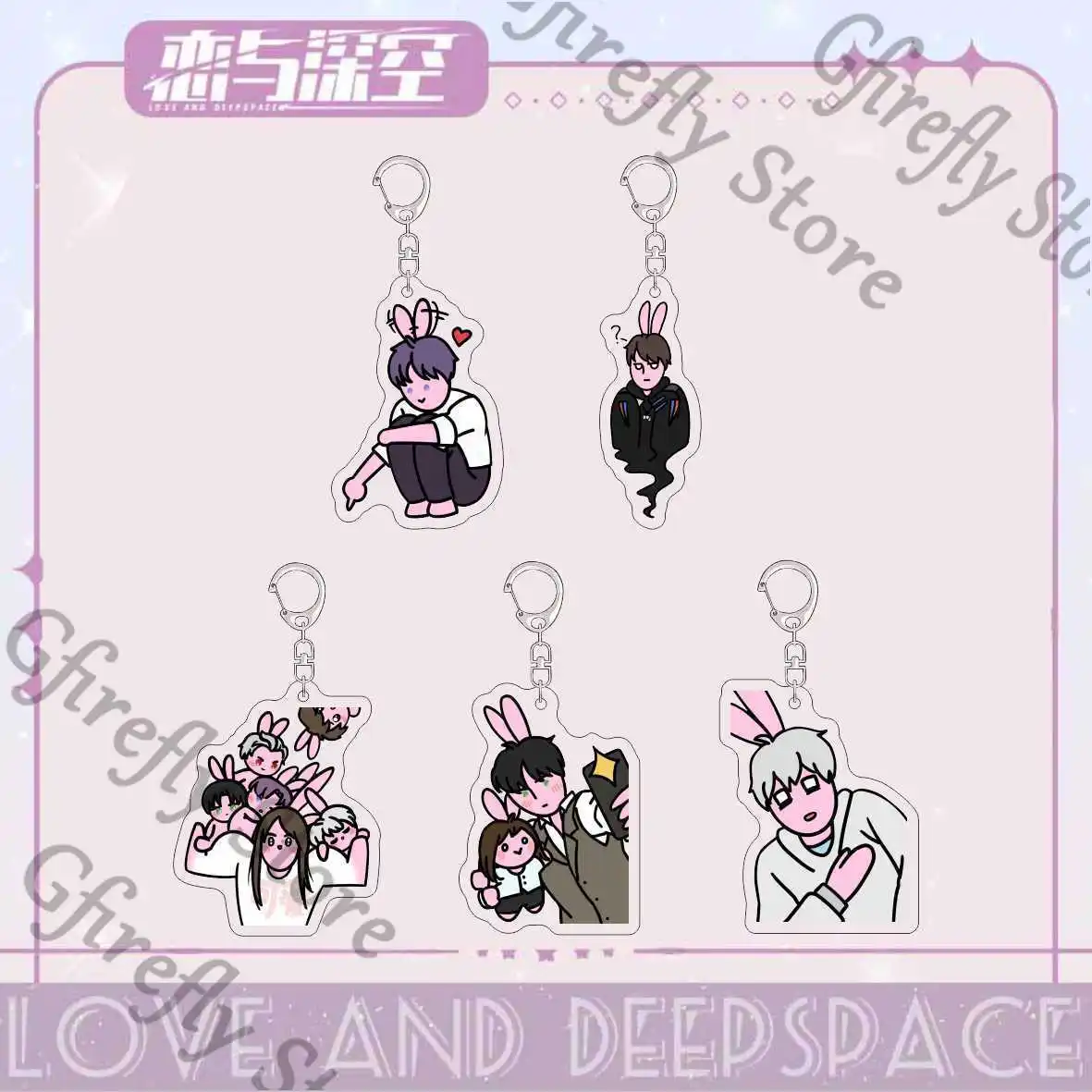 

Anime Pendant Love and Deepspace Bag Keyring Colleagues Keychain Hanging Drop Rafayel Acrylic Strap Caleb Decorate Spoof Gift