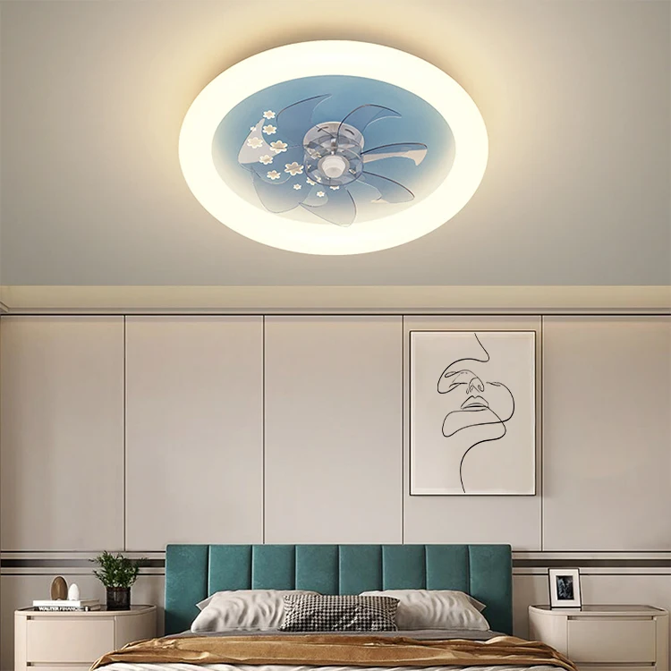

48cm Round LED Fan Light Three Color Remote Control Dimmable LED Ceiling Lamp Children's Room Study Eye protection Ceiling Light