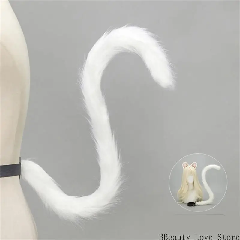 Orelhas mouse e cauda na orelha peluda da cabeça com trajes cosplay Halloween cauda
