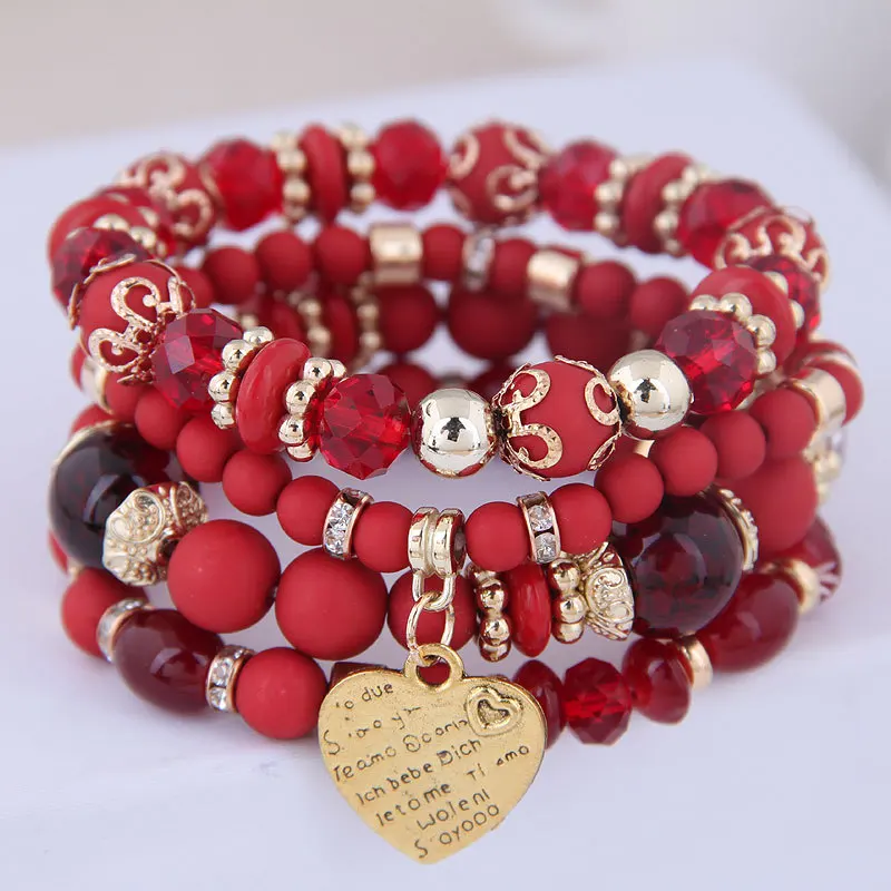 Heart Beads Tassels Women Multi-layer Bracelet For Women Fashion Jewelry Accessories