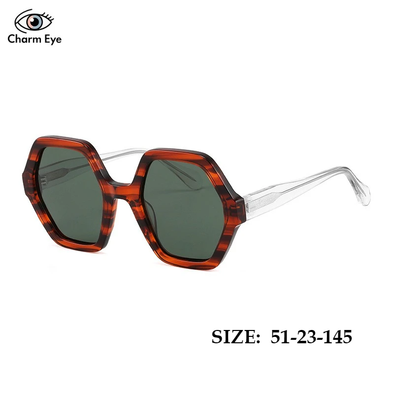 

Шестиугольные уличные модные солнцезащитные очки в большой оправе для мужчин и женщин, высококачественные ретро-ацетатные солнцезащитные очки для вождения, поляризационные солнцезащитные очки