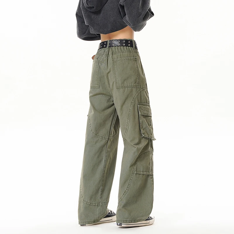 2025 Autumn Men Cotton Classic Cargo Pants Men Loose Oversized Army Green Pants Male Joggers Black Dark Grey Straight Trousers