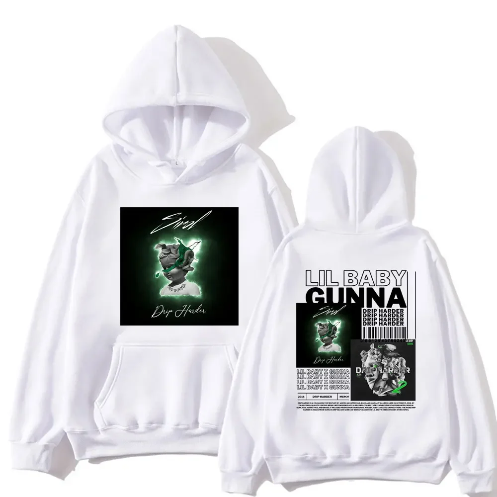 Rapper Lil Baby & Gunna Hoodies Drip Harder Music Album Sweatshirt Hip Hop Harajuku Streetwear Casual Hoodie Oversized Pullovers