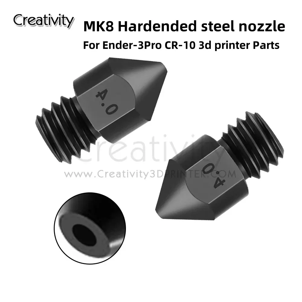 

MK8 Hardended steel nozzle Mold Steel Corrosion-Resistant Extruder Threaded 1.75mm Nozzle for Ender-3Pro CR-10 3d printer parts