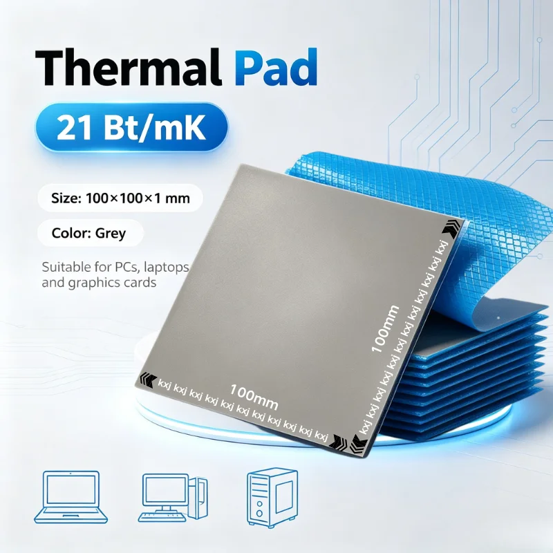 21W/mK High Thermal Conductivity Silicone Thermal Pad 80x40 100x100mm GPU CPU Cooling Pad For Laptop Graphics Card Heatsink