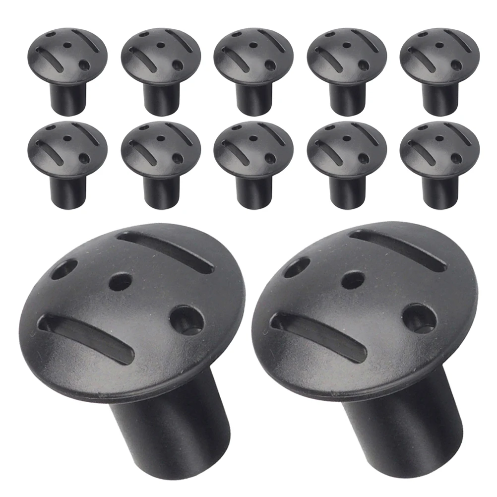 

12 Pcs Tent Support Pole Cover Cap for Tarp Poles Guards Canopy Reinforcement Protective Black Camping Tip