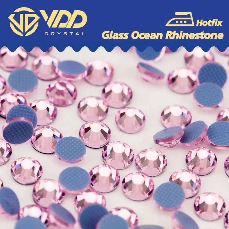 VDD 040 Light Rose High Quality Hot-Fix Glass Rhinestone Crystal Flatback Glitter Stones DIY Garment Decoration Wedding Dress
