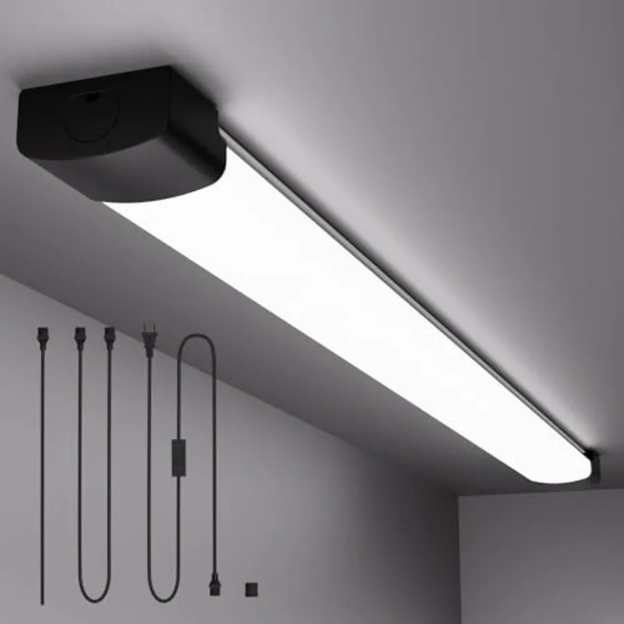 

Plug in Light 4Feet 5000K Linkable LED Tube Shop Closet Under-Cabinet Utility Lights, IP66 Waterproof, Overhead Ceiling Workben