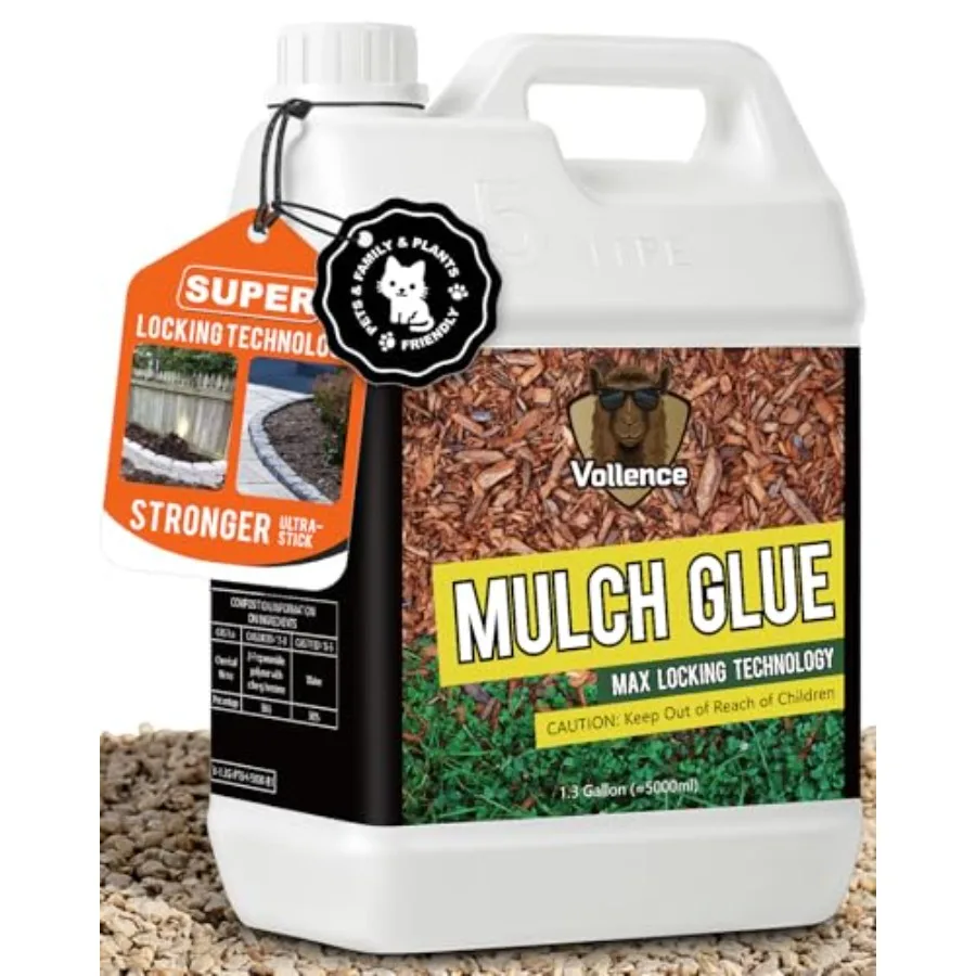 

Клей для мульчирования 166 унций, готовый к использованию, для ландшафтного дизайна, клей для камней, не требует разбавления, стабилизатор для гравия и коры, прочный связующий для камня