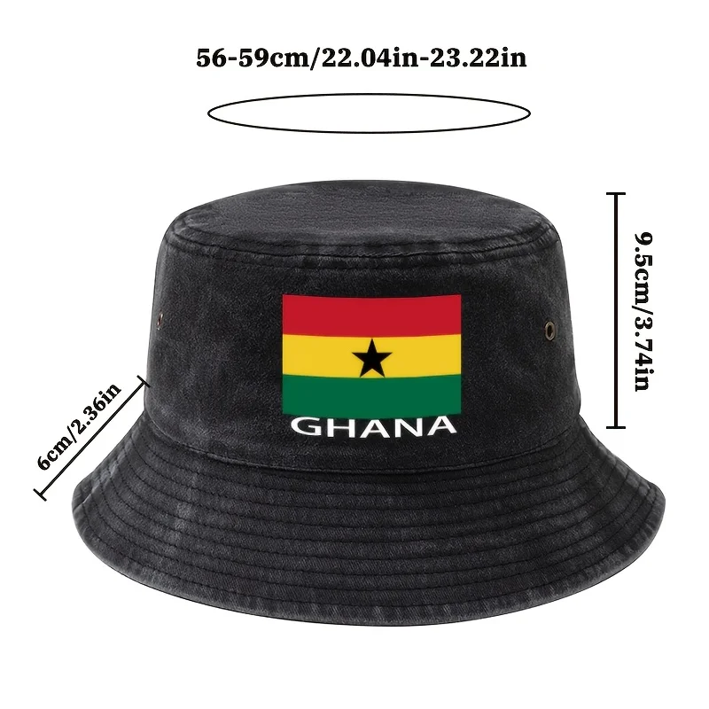 Football Event 2026 Printed Ghana Flag Bucket Hat, a Unisex Fashionable and Versatile Printed GHANA Bucket Hat, Lightweight Outd