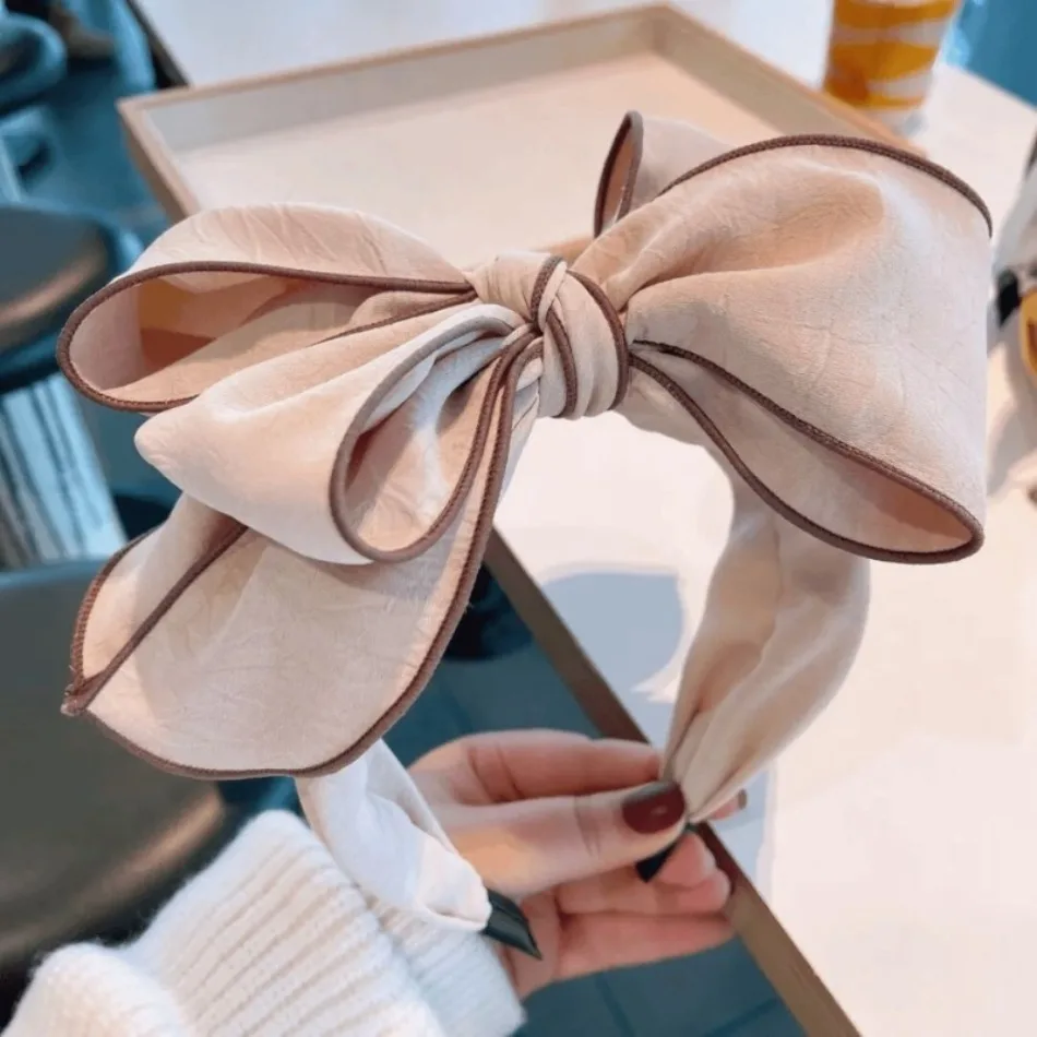 Mehrschichtige Haarbänder mit großer Schleife für Damen, Alltags- und Party-Haarschmuck, aus festem Kreppstoff, für Erwachsene, zum Einkaufen und für Feiertage – Detail 5