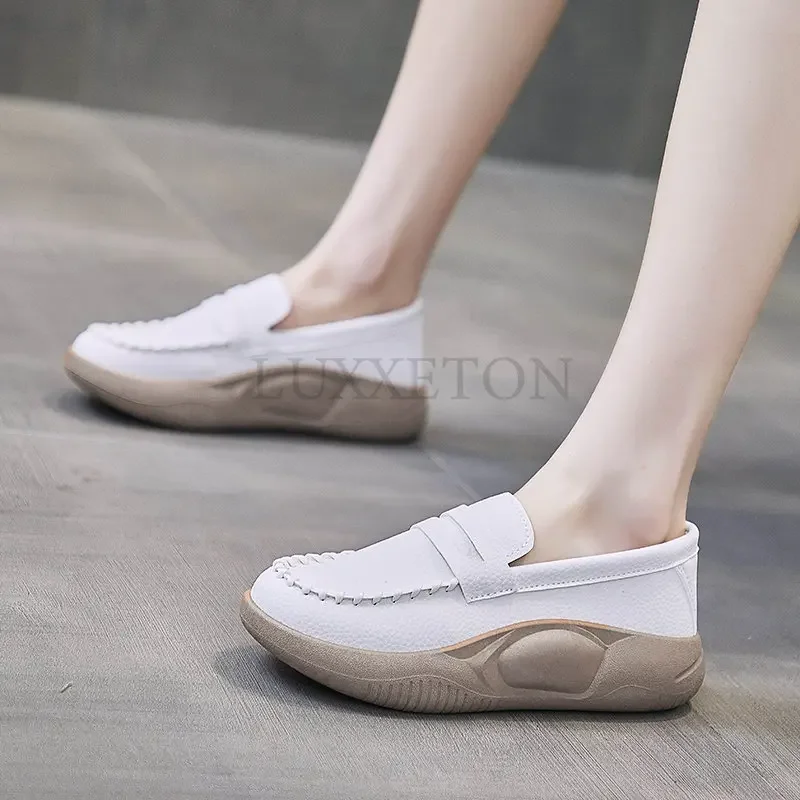 Thick-soled Casual Slip-on Loafers Women Spring and Autumn New Comfortable Soft-soled Color-blocking Women's Shoes