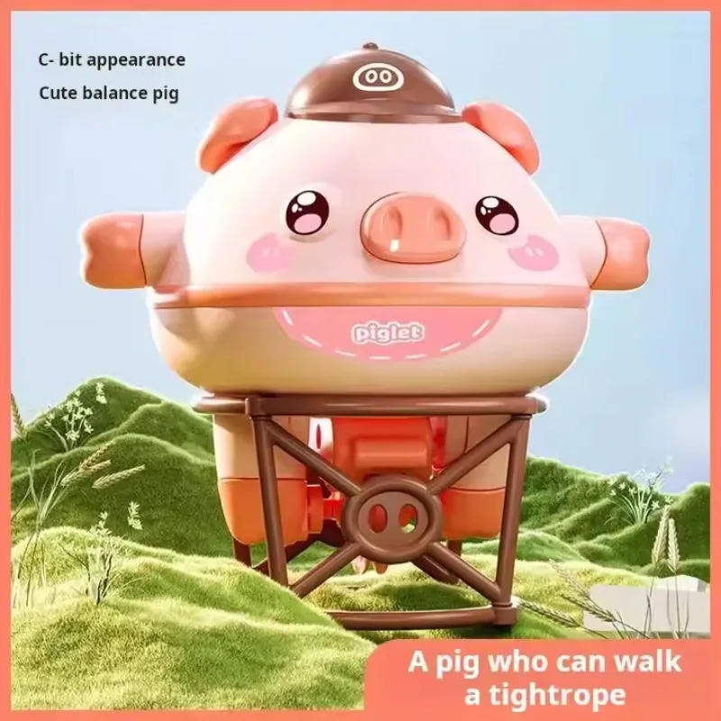 Novelty Tightrope Walking Tumbler Unicycle Toys Cute Balanced Pig Toys Roly-Poly Fingertip Gyroscope Balance Robot