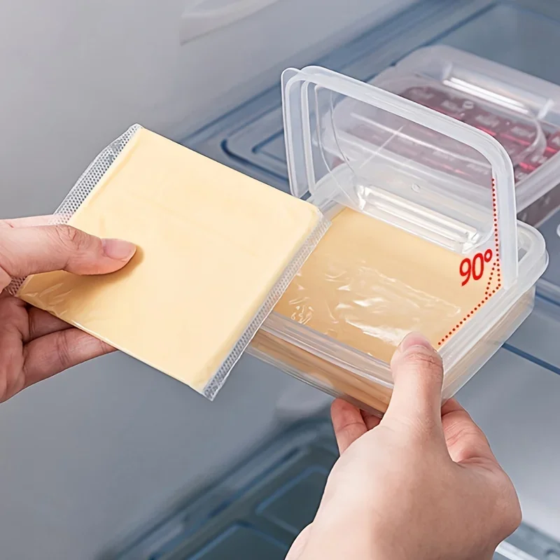 1PC Sliced Cheese Container for Fridge, Clear Plastic Butter Block Cheese Slice Storage Box with Flip Lid for Refrigerator Food