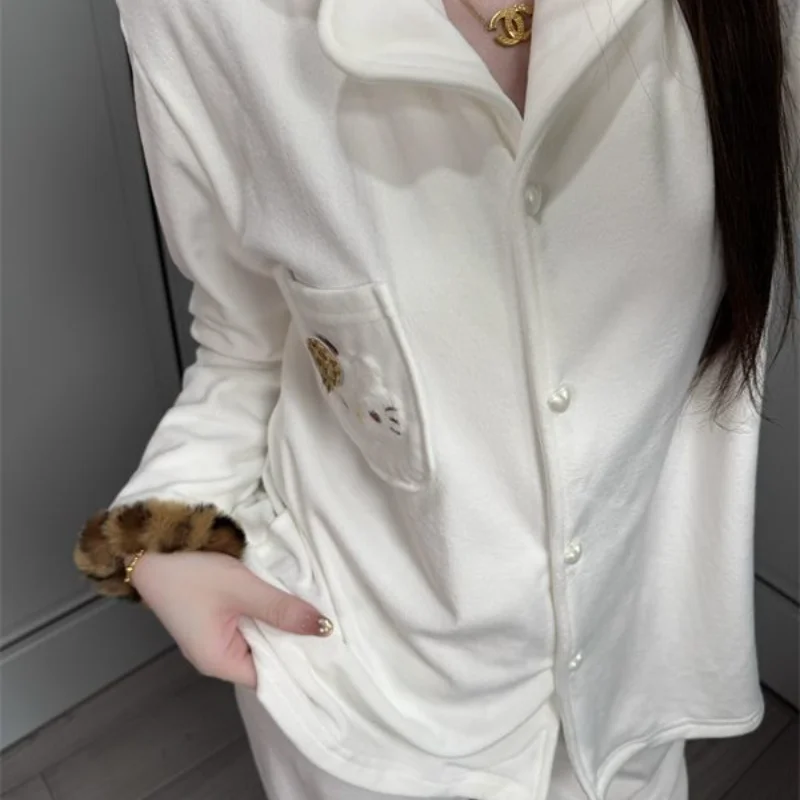 أطقم بيجامات نوم نسائية من سانريو هالو كيتي سراويل شتوية بأكمام طويلة كارتونية كاواي ملابس نوم دافئة ملابس منزلية