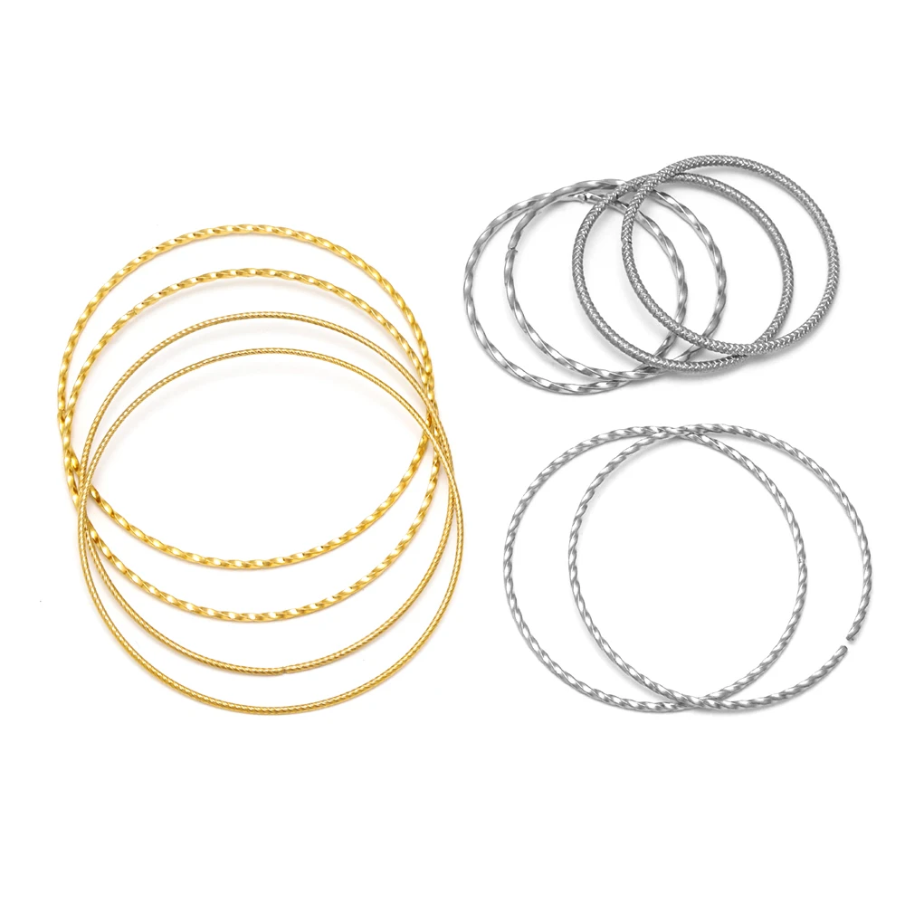 10pcs Stainless Steel Gold Earrings Rings Spiral Round Twisted Big Circle Ear Wire Hoops Pendant Connectors DIY Jewelry Findings