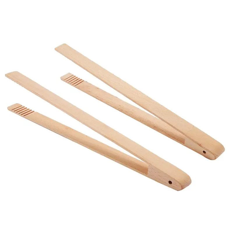 HRBAJ-8 Packs 12 Inch Wood Toaster Tongs Kitchen Tongs For Serving Food, Flipping Meat, Grabbing Toast And More