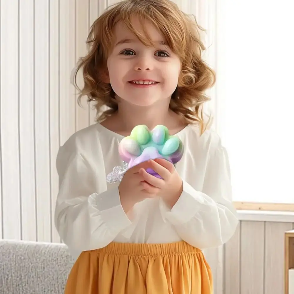 Funny Rainbow Gradient Cat Paw Squeeze Slow Rebound Ultra-large Cartoon Fidget Kneading TPR Cat Paw Pinch Tricky