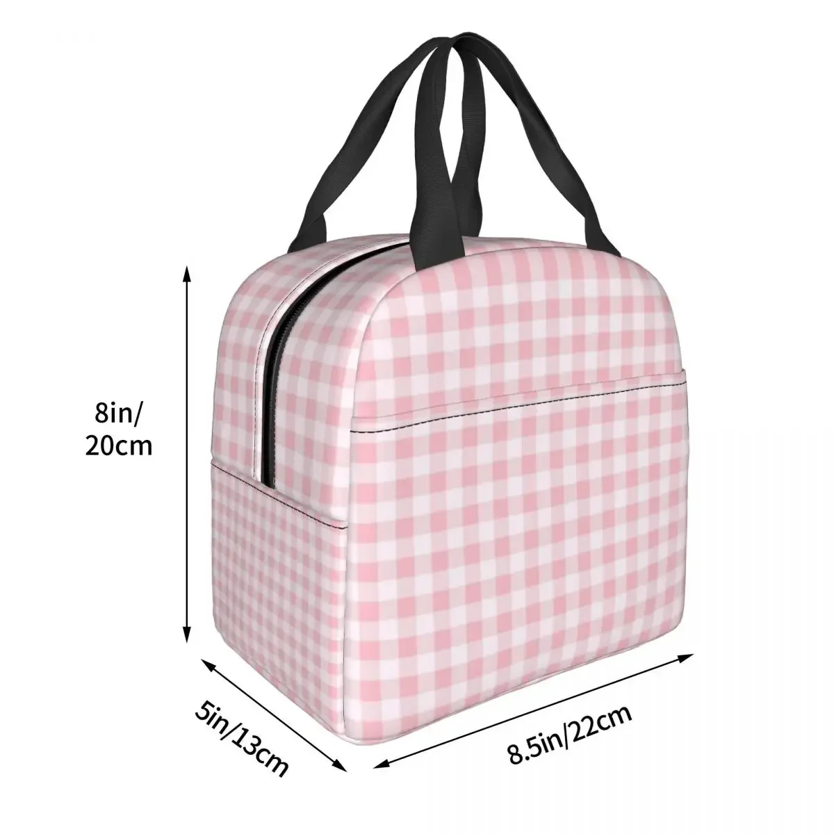 Babydoll Gingham Insulated Lunch Bags Waterproof Picnic Bags Thermal Cooler Lunch Box Lunch Tote for Woman Work Children School