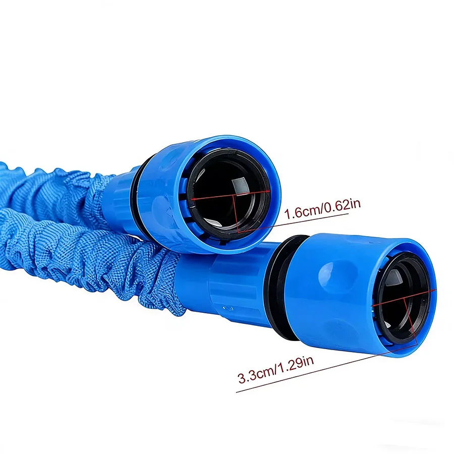 25FT-100FT Magischer Ausziehbarer Blauer Gartenschlauch Flexibler Wasserschlauch mit Schnellverbindungsadaptern für Gartenbewässerung und Autowäsche – Detail 2