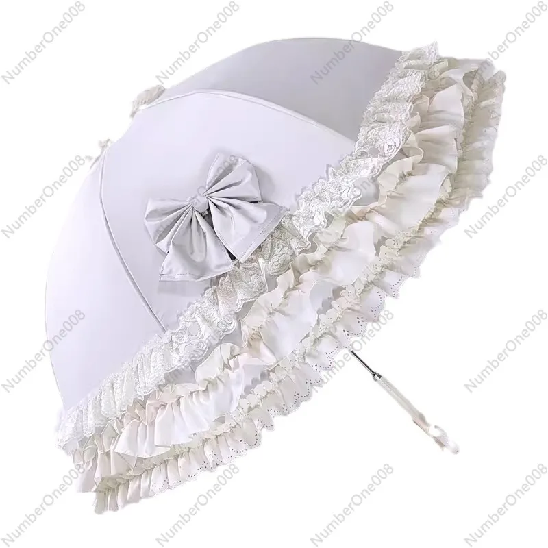 

English Princess Lace Long Handle Sun Umbrella Wedding Photography Prop UV Protection Parasol Elegant Sunshade