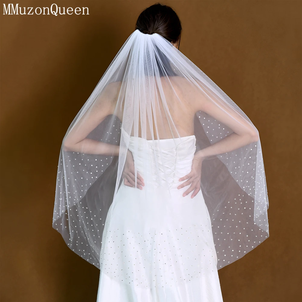 

TOPQUEEN Бюстгальтерutschleier Mit Strass Elegant Velo De Novia Lujosa Свадебные аксессуары с расческой Velo De Novias Настраиваемый M119