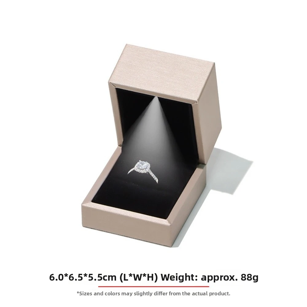 High-End Gold Jewelry Box LED Light PU Leather Jewelry Display Storage Box Bracelet Ring Necklace Organizer Wedding Gift