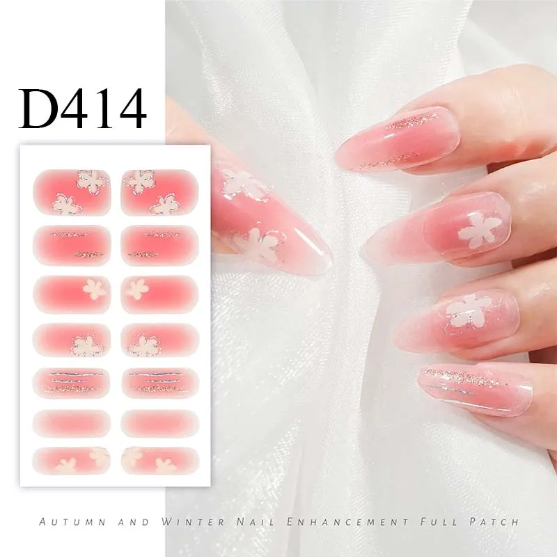 Full Cover Nail Stickers Nails Art Decoration Minimalist Design Self Adhesive Nail Sticker Nail Accesoires Nail Sticker set D414