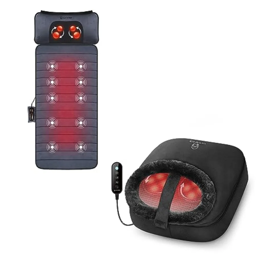 

Full Body Massage Mat with Movable Shiatsu Neck Pillow and Heated Electric Foot Warmer for Women Men Shiatsu Foot Massager Mach
