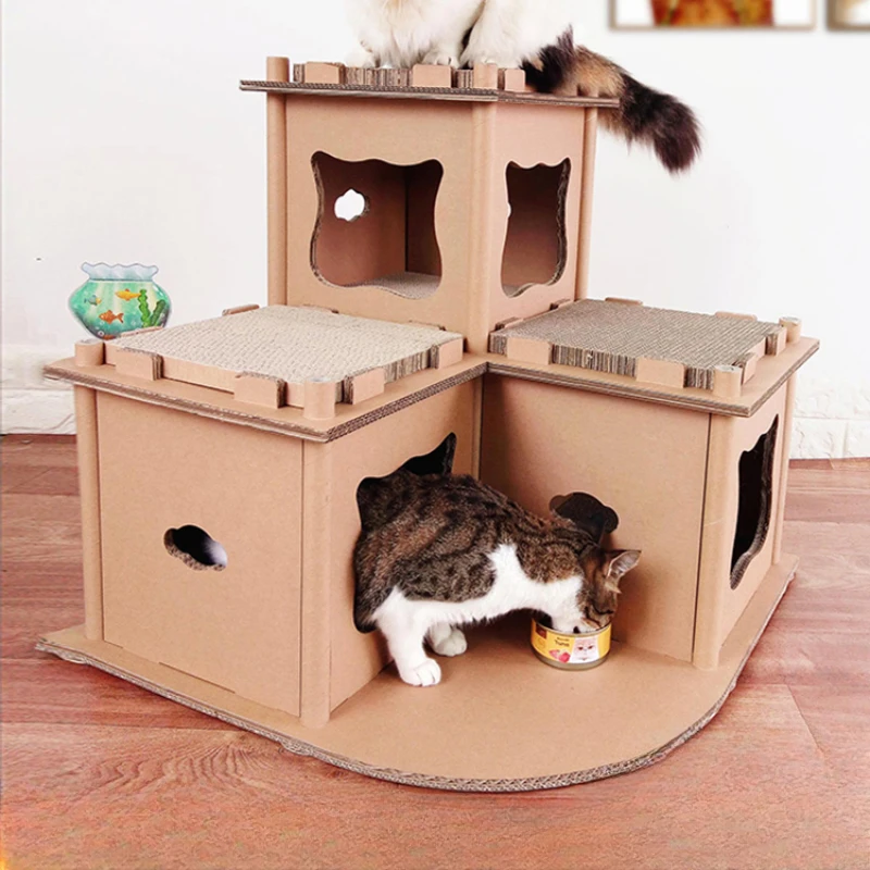 

Cat Nest Winter Warm Closed Cattery Cage Household Indoor Small Carton Scratch Board Integrated Large Size House